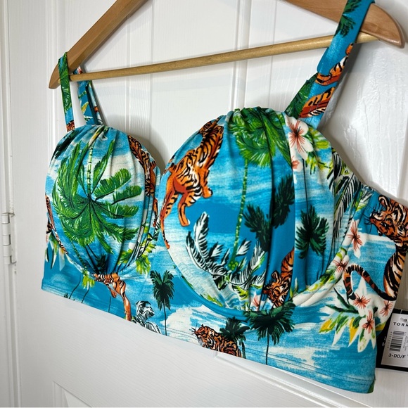 NWT Torrid Tiger Tropic Lightly Lined Mid Coverage Top + Swim Skirt Set 3X DD/F - Picture 3 of 14
